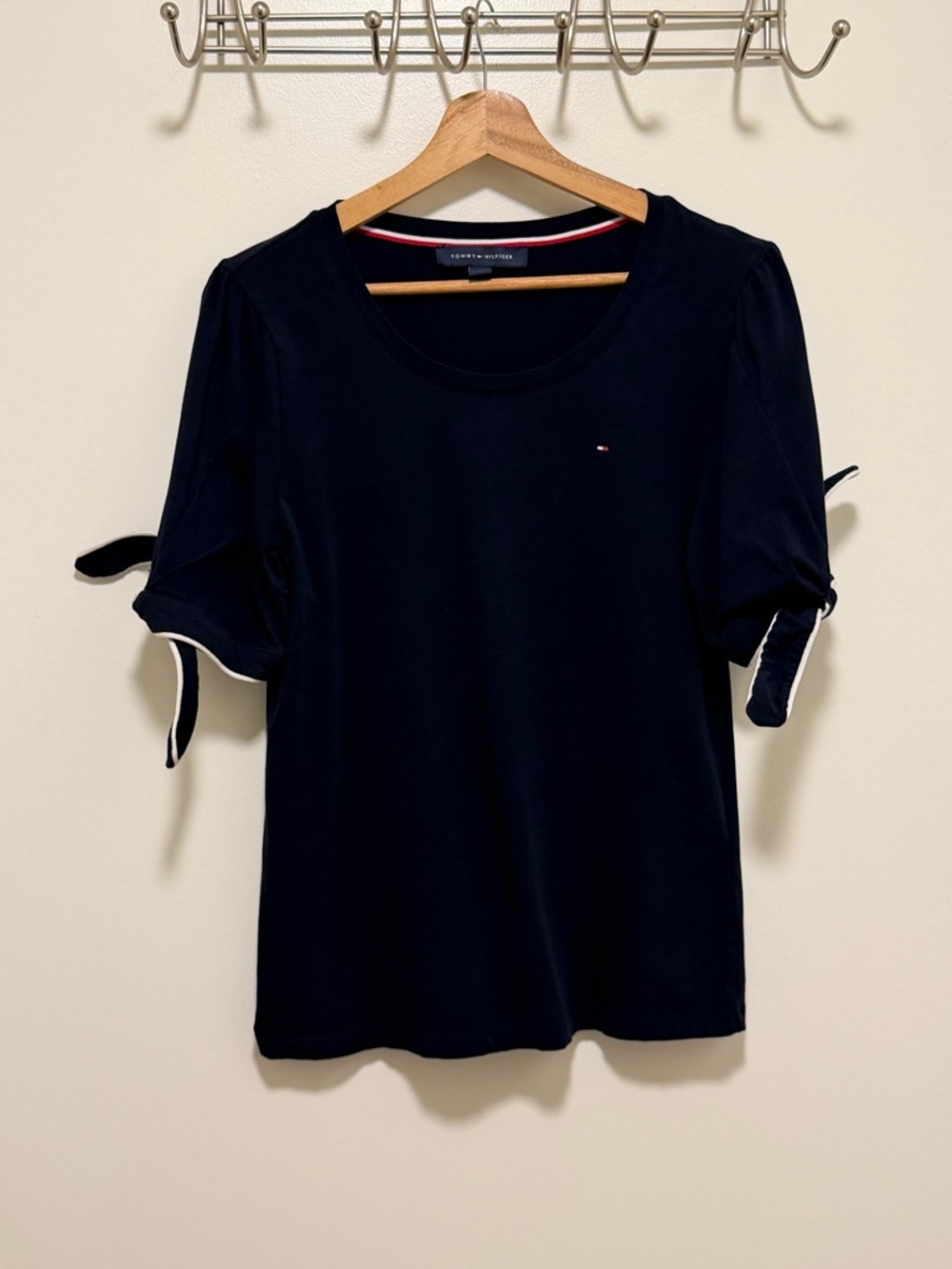 Tommy Hilfiger Navy Short Sleeve Tie-Sleeve Tee